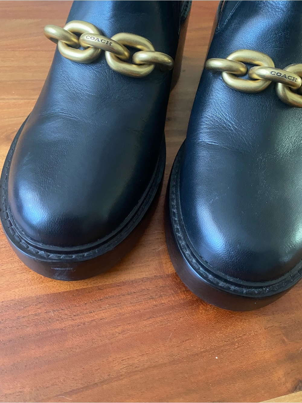 COACH Kenna Boots Black Leather Platform Ankle Bootie size 11 leather - Picture 7 of 15